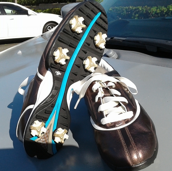 Nike Air Zoom women's soft cleat metallic brown golf shoes size 8 - Picture 2 of 6